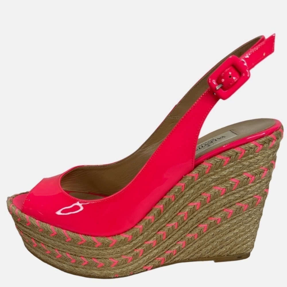 Valentino Garavani Hot Neon Pink Wedge Sandals 36